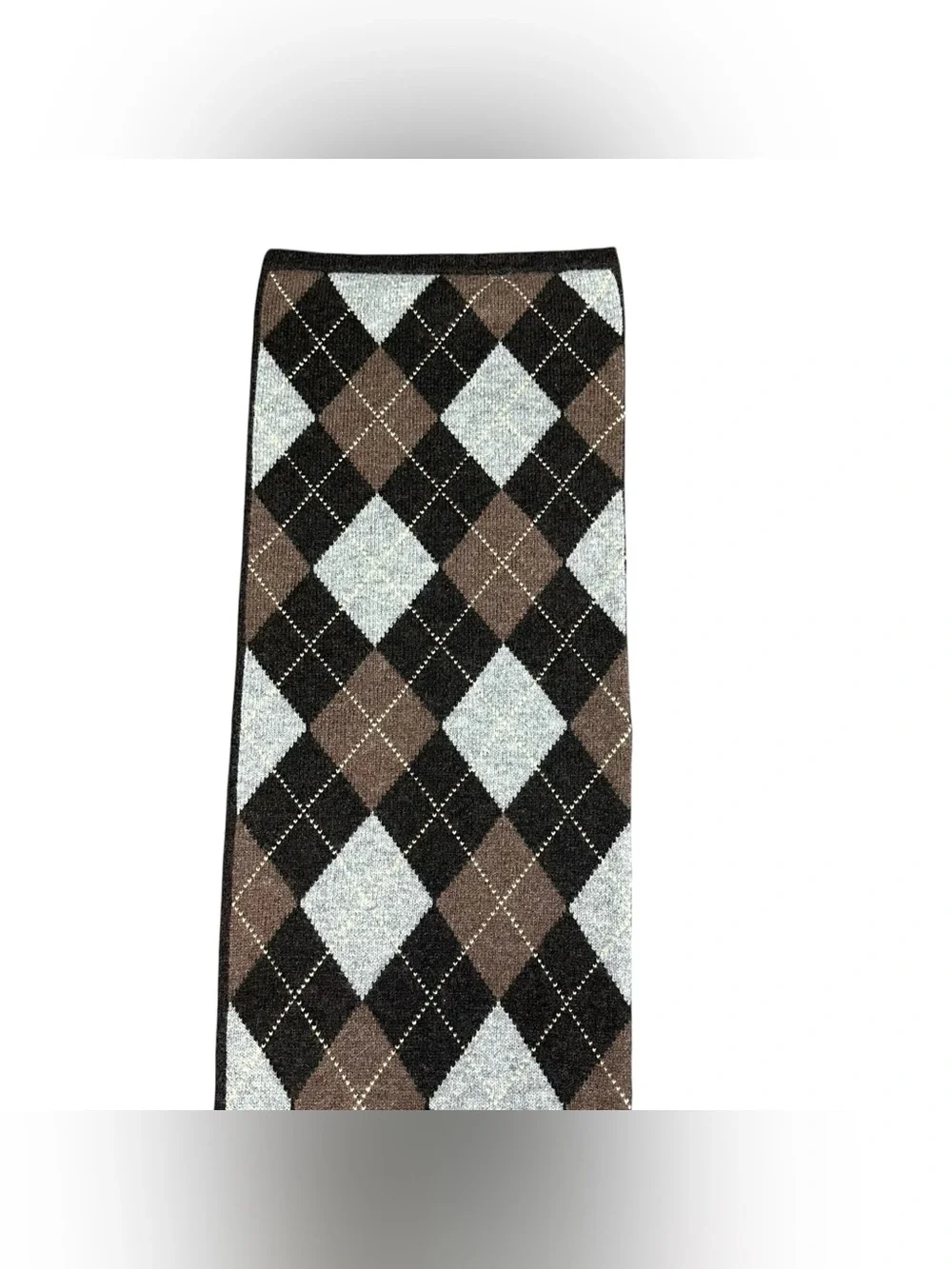 Brooks Brothers 100% Lambswool Reversible Argyle Stripe Scarf Brown Gray Men’s